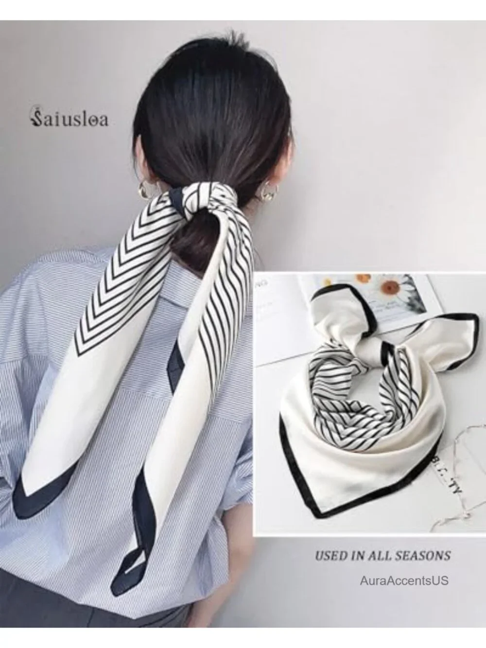 Polyester Satin Square Scarf Fashion Accessory Lightweight Head Scarf Bandana